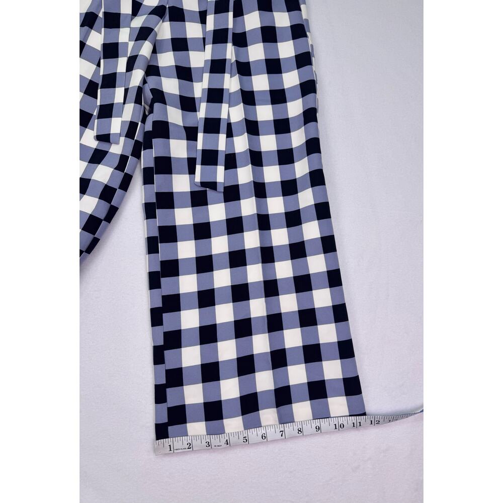 NWT New York&Company The Madie Crop Pant Blue Gingham Smoothing Wide Leg Size 0 - Picture 7 of 10